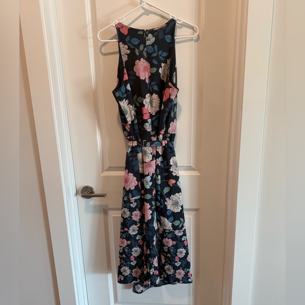 Vince Camuto Backless Floral Dress - Black and Pink
